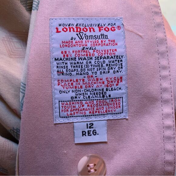 Vintage London Fog Blush pink Trench Coat Union Made 80s/90s oversized size 12 - Picture 8 of 16